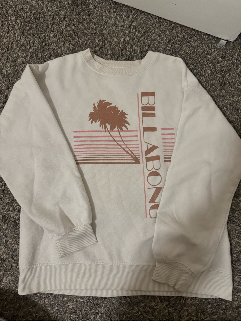 Billabong Women’s Cream Pullover Sweatshirt with Pink Graphic